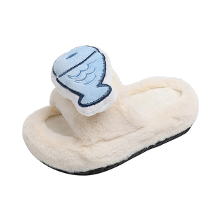 儿童企鹅棉拖鞋小鱼玩偶毛拖鞋2025秋冬新款男女童软底居家毛毛鞋