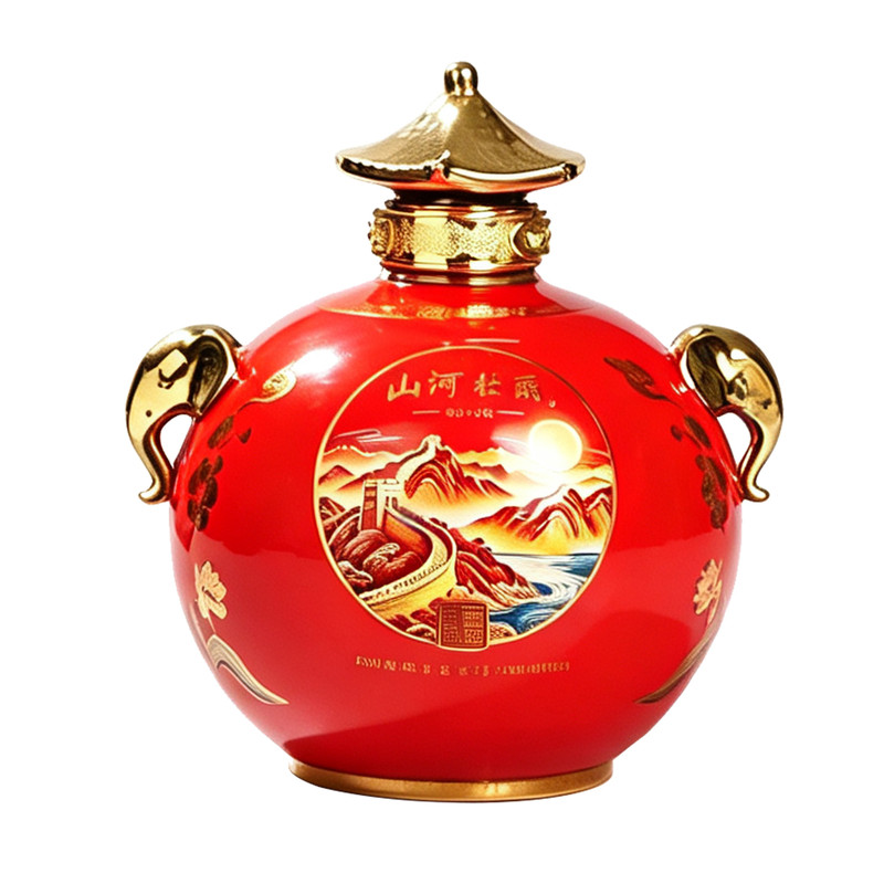 景德镇创意五斤中国红陶瓷空酒瓶
