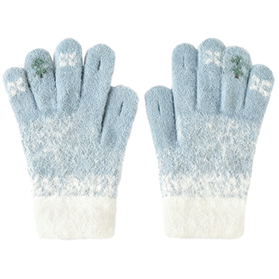 BELIEFYAO原创冬季防寒保暖学生骑行毛绒针织情侣可触屏手套男女