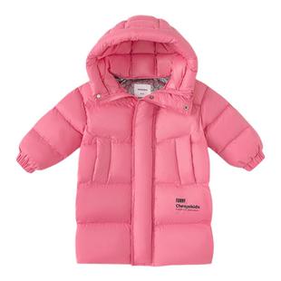 INSbobo儿童羽绒服黑金冬季女童长款90白鸭绒外套男童冬装衣服潮