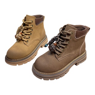 高鹏真皮马丁靴女春秋2025新款女士短靴时尚英伦大黄靴单靴女1160