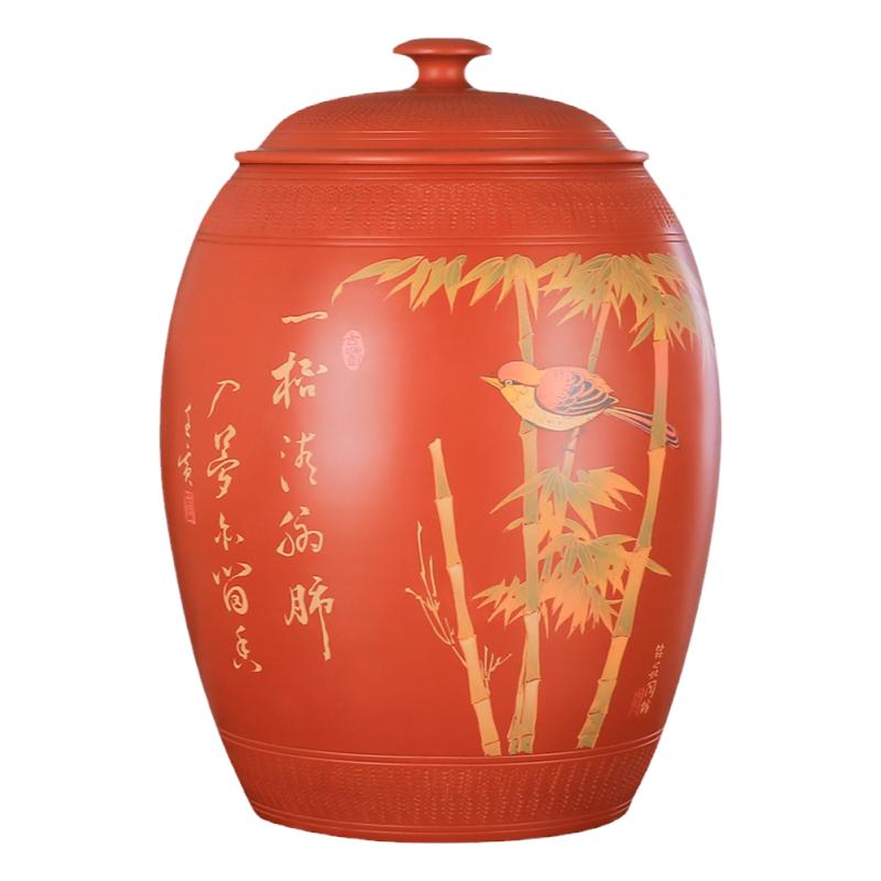 纯手工中式紫陶红泥24饼大茶缸