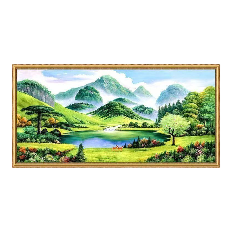 招财金山聚宝盆山水自粘墙贴