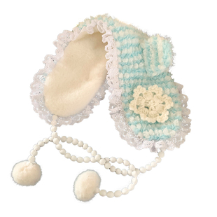 可爱小熊耳朵蕾丝边绑带毛绒耳罩女秋冬季保暖耳暖耳包耳套耳捂子