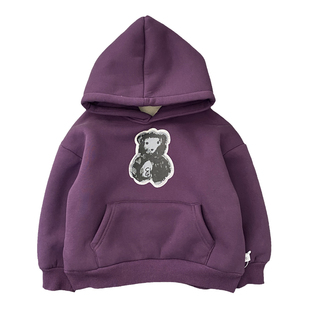 男童加绒连帽卫衣秋冬款2026新款儿童带帽上衣加厚绒洋气中童小童