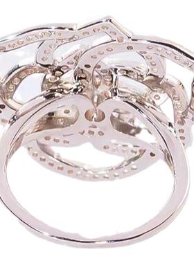 进口D色莫桑石山茶花戒指