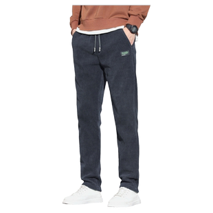 2025新款冬季休闲裤男款保暖加绒灯芯绒男士潮牌宽松直筒长裤子男