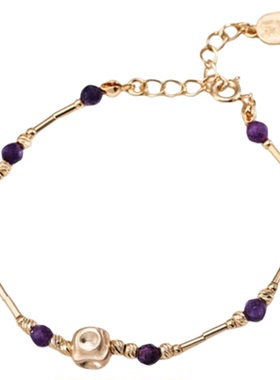 玄学招财纳福天然紫水晶s925银手链女高级感轻奢气质手串复古手饰