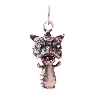 925银复古泰银实心小醒狮挂件吊坠挂饰中华舞狮头猫文玩国潮配饰