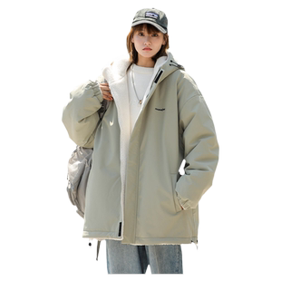 ProteusBoy棉服男款冬季双面穿500g重磅羊剪绒连帽防寒棉衣厚外套