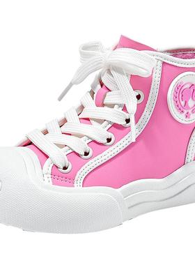 barbie芭比女童鞋子2024新款春季时尚潮中大童运动鞋高帮儿童板鞋