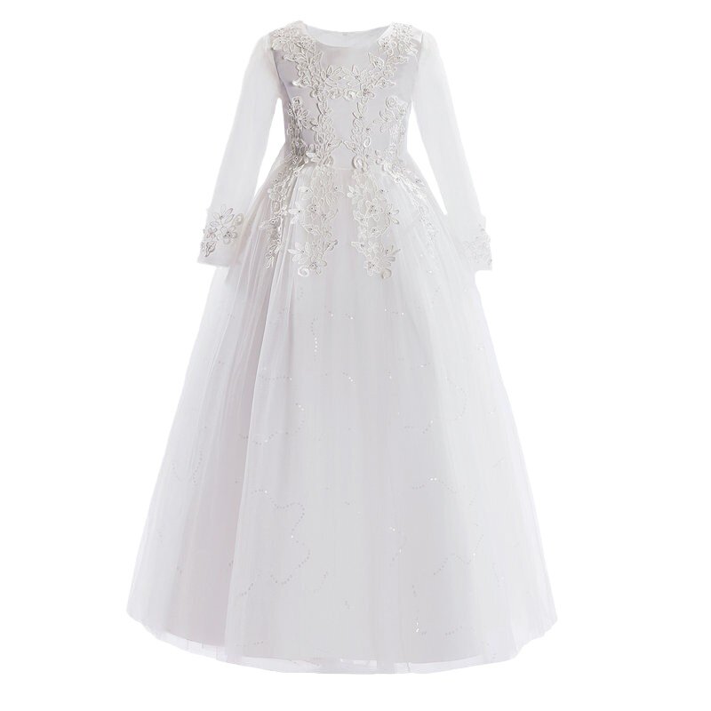 儿童婚纱裙花童礼服公主裙小女孩演出服女童蓬蓬纱连衣裙子春秋冬