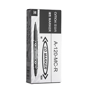 双头记号笔勾线笔美术专用小学生黑色油性油墨细头马克儿童幼儿园防水防油不掉色签名描线笔粗细两头工地木工