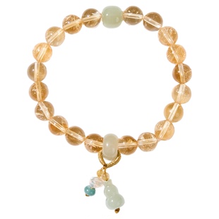 曦光里【人间宝物】财富/有人帮 正品天然巴西黄水晶和田玉手串链