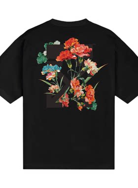 OFF-WHITE™情侣装新款多色短袖T恤时尚文艺风花卉箭头装饰半袖