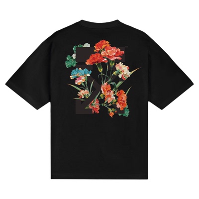 OFF-WHITE™情侣装新款多色短袖T恤时尚文艺风花卉箭头装饰半袖