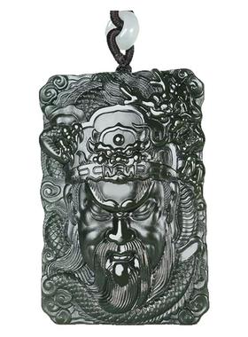 和田玉青玉忠义关公吊坠男女情侣