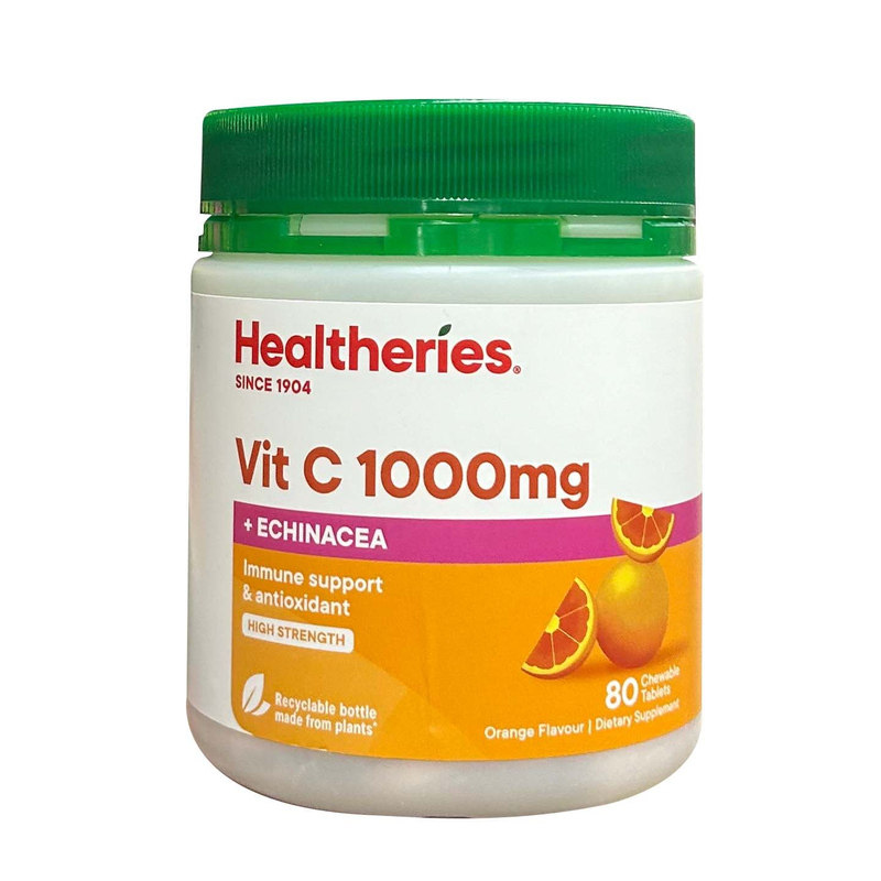 新西兰直邮Healtheries贺寿利维生素C咀嚼片成人VC高含量1000mg