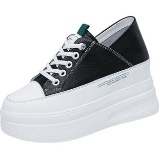 隐形8CM内增高女鞋爆款百搭小白鞋33码小个子两穿厚底轻便松糕鞋