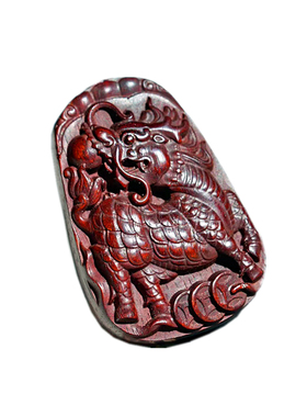 麒麟牌木雕红木挂件吊坠小叶紫檀雕刻兽牌檀香黄花梨檀木配饰包邮