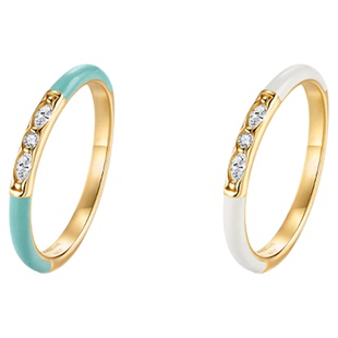 sanswood森吾《波塞冬》蓝白珐琅戒指女通勤设计感小钻食指戒指环