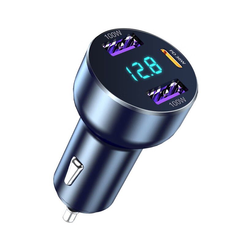 纽曼（Newmine）车载充电器点烟器快充一拖三双USB车充电压显示