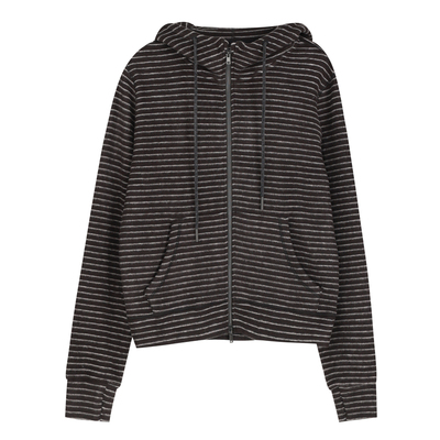 韩系休闲运动风条纹连帽卫衣外套