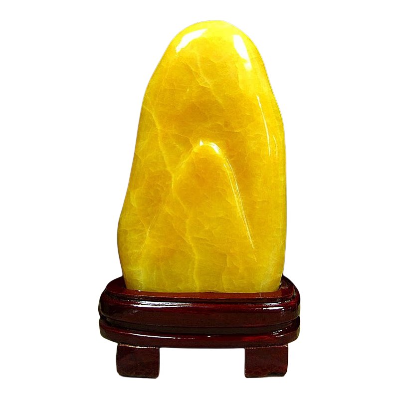 天然金冻玉黄蜡石金山摆件