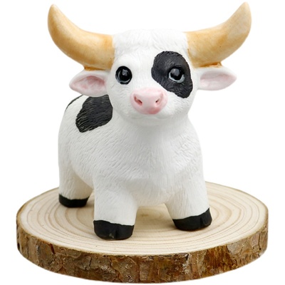 可爱公牛奶牛陶瓷桌面公仔摆件