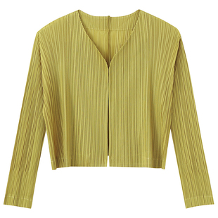 短外套女春夏配裙子外搭开衫小清新甜美褶皱修身长袖短装上衣