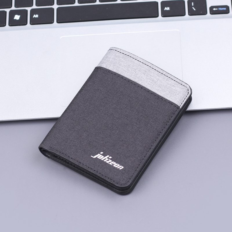 新品 帆布钱包男款卡包一体男士软布男式竖款皮夹5卡位短款钱夹男