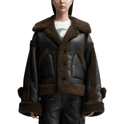 Lesugiatelier PANELED SHEARLING JACKET 羔羊绒外套女HBX