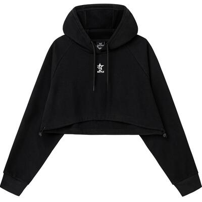 361运动卫衣女2025春季新款女士超短款连帽卫衣宽松休闲运动上衣