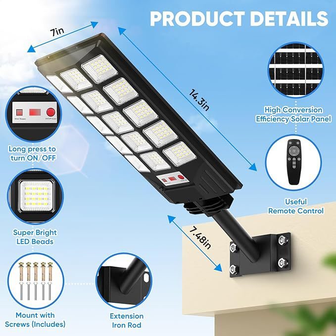 新款太阳能路灯庭院照明灯家用感应一体化LED路灯户外防水投光灯