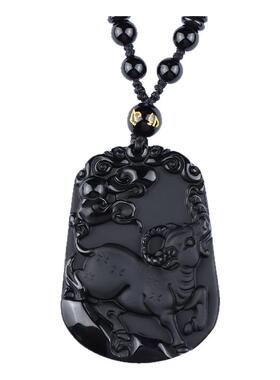 黑曜石转运男士守护神吊坠