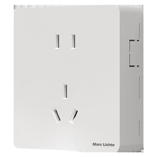 明装五孔插座明线明盒墙壁多孔二十孔10A家用超薄白色带开关面板