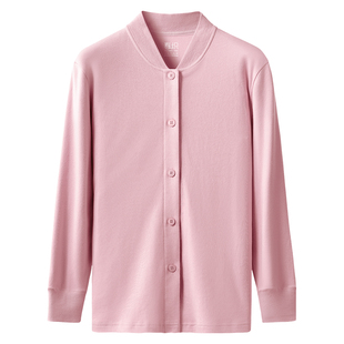 春织中老年纯棉开衫女中厚立领保暖内衣妈妈对襟开身老人全棉秋衣