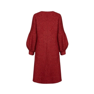 【新年款】sdeer圣迪奥圆领格纹压褶灯笼袖大衣式羽绒服S234Z2481