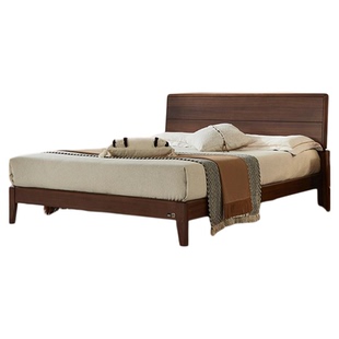 顾家家居实木新中式北美黑胡桃木全实木床简约齐边1.8m大床双人床