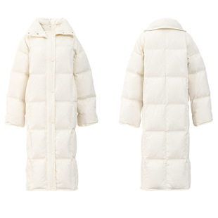 白百何同款白色羽绒服外套女中长款韩版加厚保暖防寒白鸭绒面包服