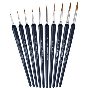 马利牌极细勾线笔水彩水粉尼龙勾线画笔手绘描边笔小毛笔细工笔细毛笔描线套装水粉丙烯国画工笔描边笔