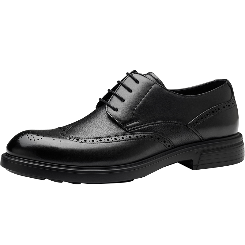 报喜鸟2025新款男士布洛克正装皮鞋爆米花高弹防滑底商务真皮男鞋