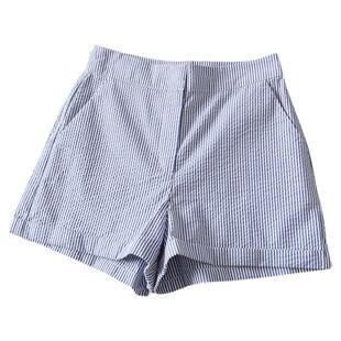 简约不沉闷~北欧小众SF纯尾 泡泡棉纱蓝白条纹短裤女 2025年夏季