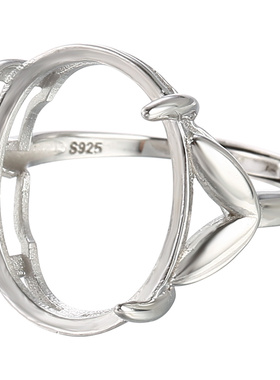 925银电镀18k白金戒托女diy蜜蜡