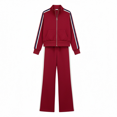 欧货炸街休闲运动套装女春秋高级感减龄显瘦立领卫衣阔腿裤两件套