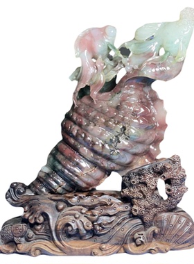 天然奇石鸡血玉金玉满堂雕刻摆件客厅玄关办公室送礼佳品招财纳福