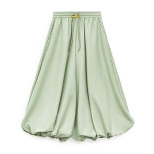 马登桃皮绒垂感糯米花苞灯笼裙裤阔腿宽松紧腰抽绳休闲长裤子女春