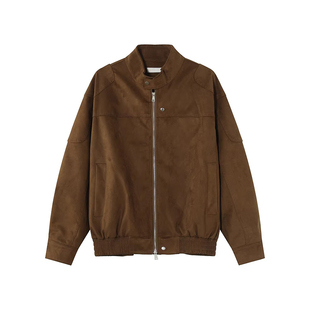 2026春装新款老钱风麂皮绒夹克外套男款高级感复古机车风痞帅上衣