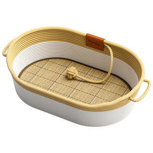 猫窝藤编夏天透气四季通用半封闭式安全感幼猫睡觉猫咪编织筐垫子