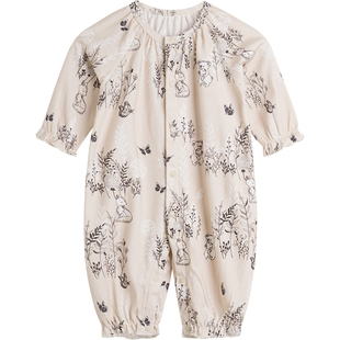 考拉蒂尔婴儿连体衣衣服小月龄宝宝春装新生儿长袖纯棉哈衣爬服女